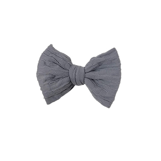 Grey Woven Knit Fabric Bow 3" (pair) 