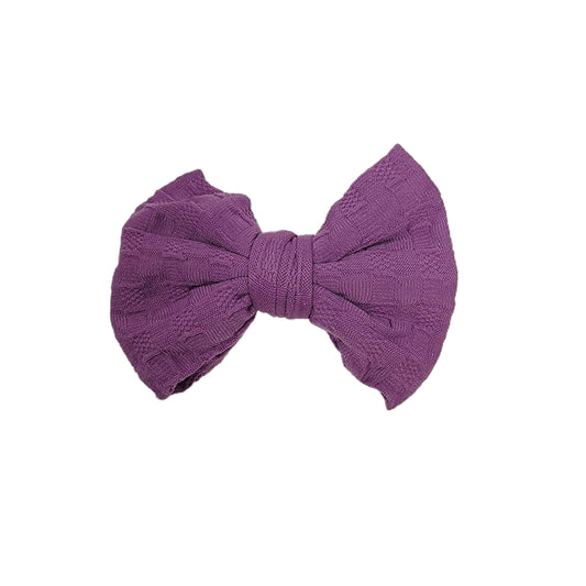 Purple Woven Knit Fabric Bow 4" 