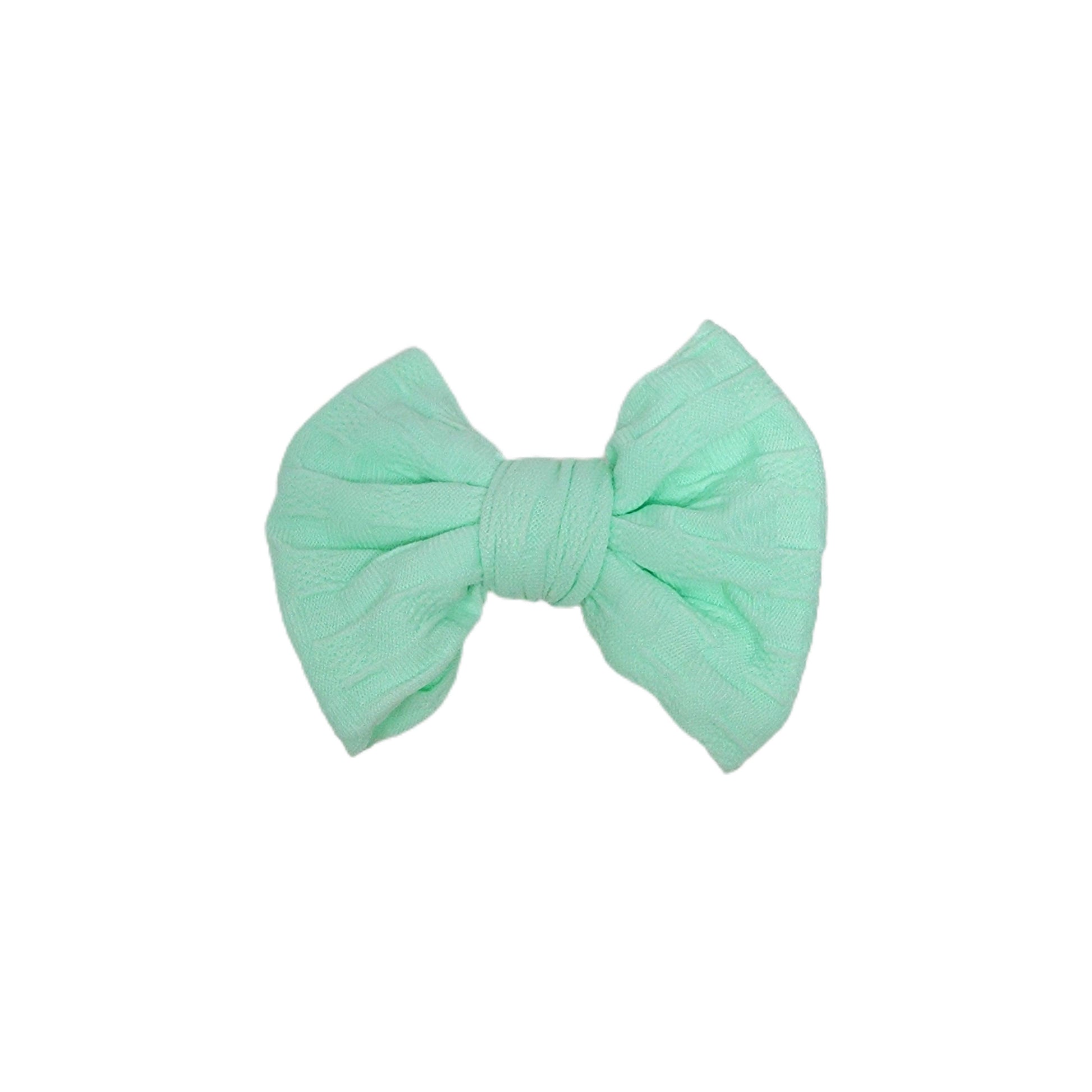 Mint Woven Knit Fabric Bow 4" 
