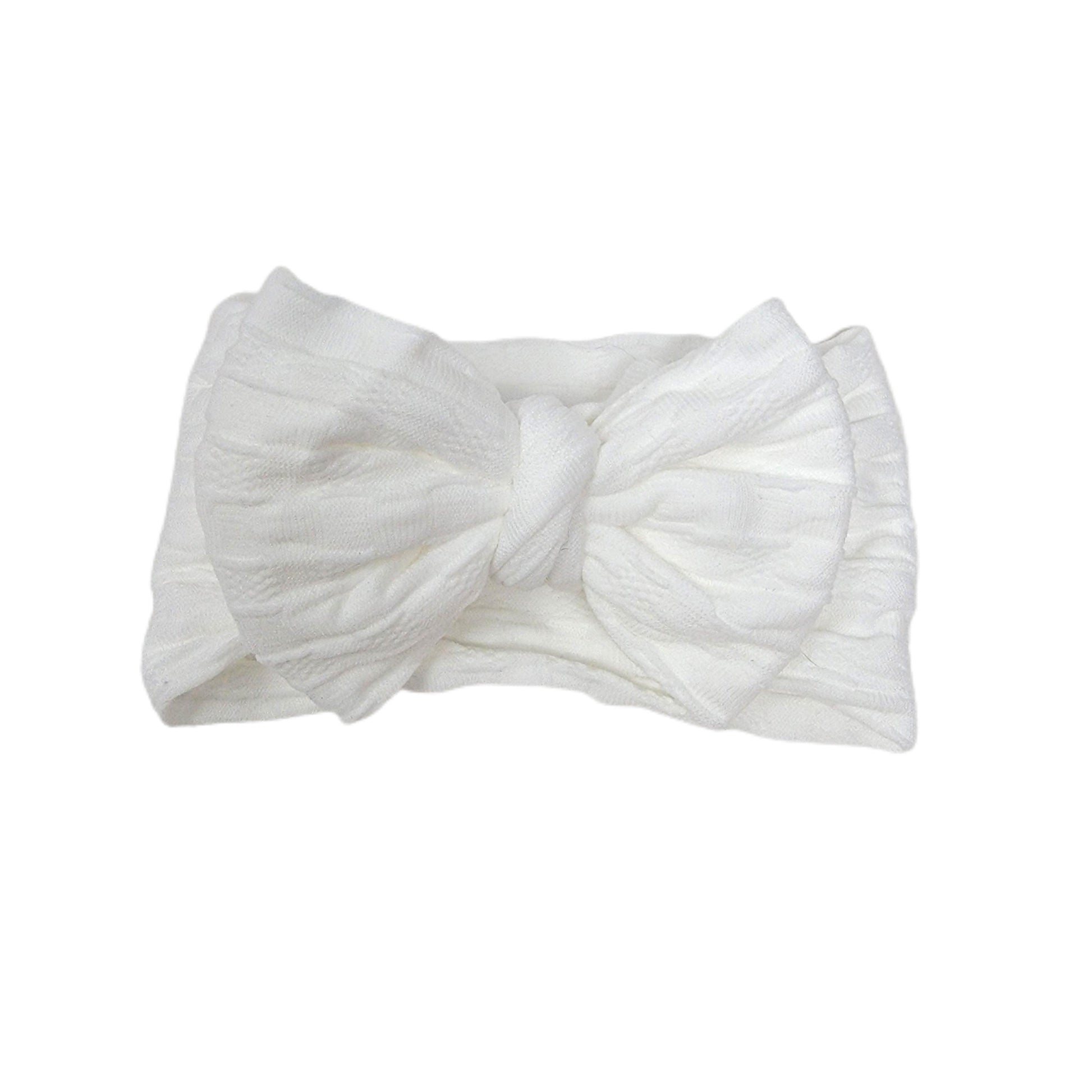 White Woven Knit Fabric Headwrap 4" 