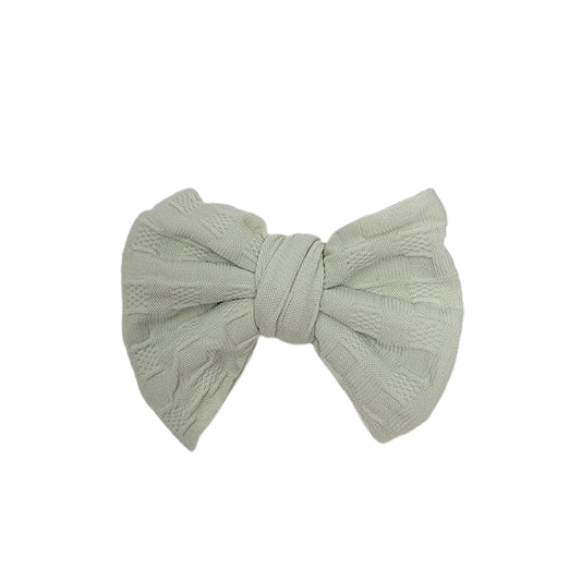 Sage Woven Knit Fabric Bow 3" (pair) 
