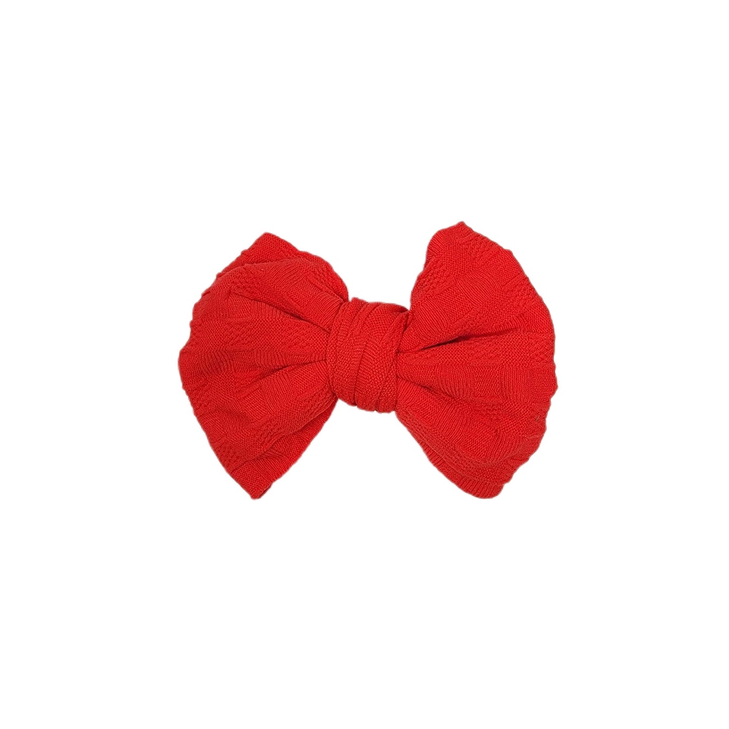Red Woven Knit Fabric Bow 4" 
