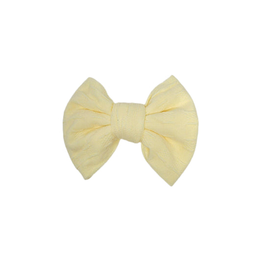 Light Yellow Woven Knit Fabric Bow 4" 
