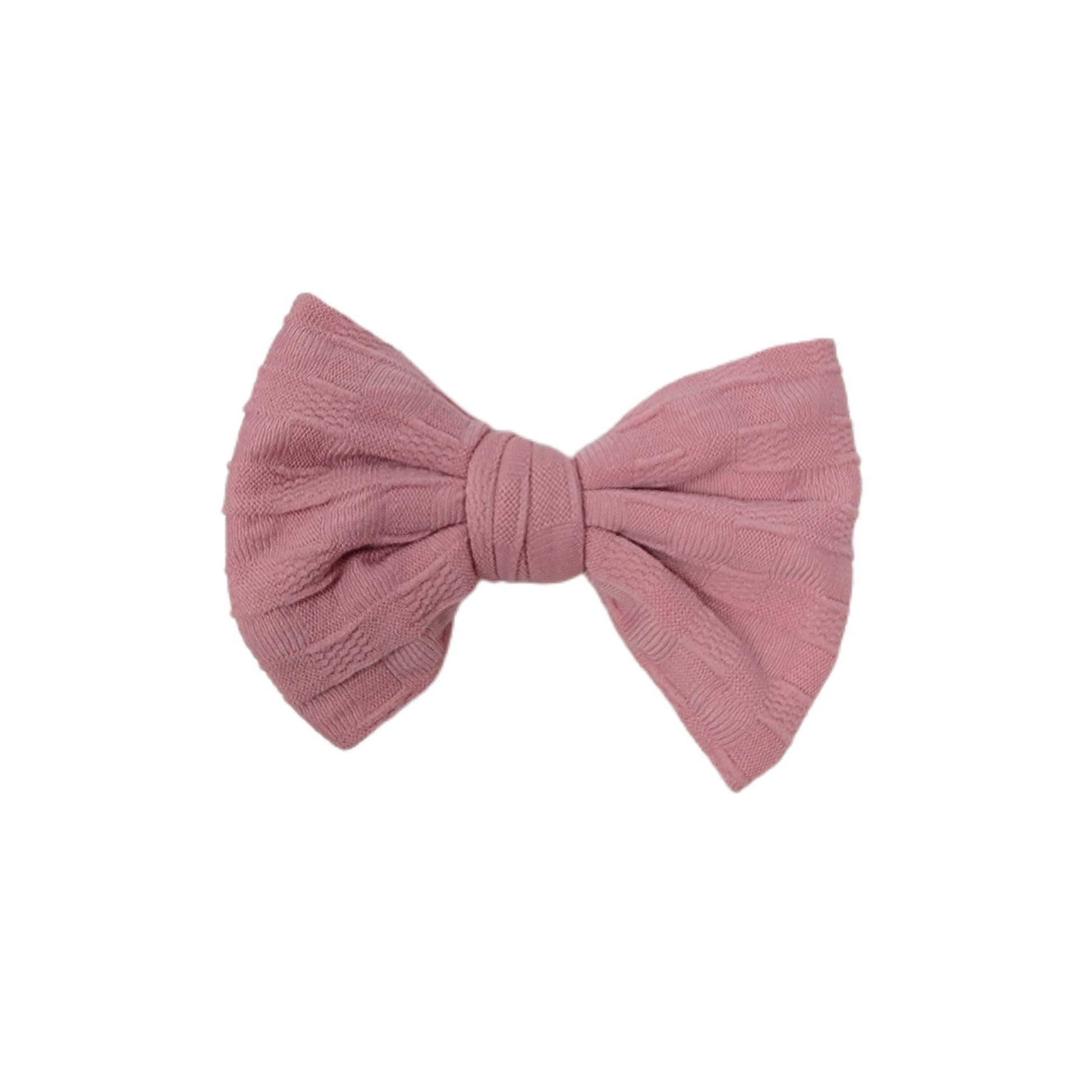 Mauve Woven Knit Fabric Bow 3" (pair) 