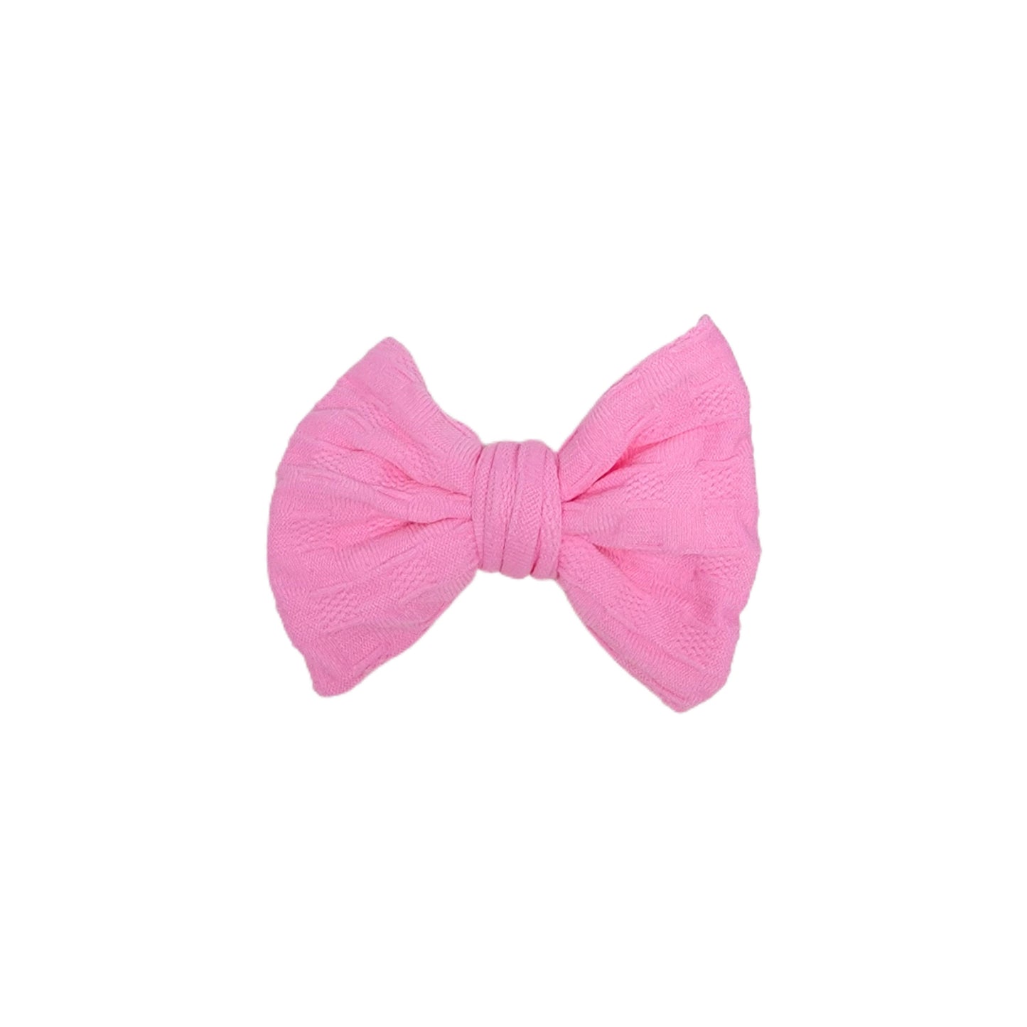 Pink Woven Knit Fabric Bow 4" 