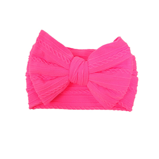 Hot Pink Braid Knit Bow Headwrap 4"