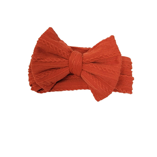 Burnt Orange Braid Knit Bow Headwrap 4"