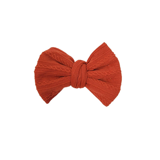Burnt Orange Braid Knit Bow 3" (pair)