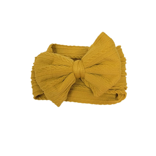 Mustard Braid Knit Bow Headwrap 4"