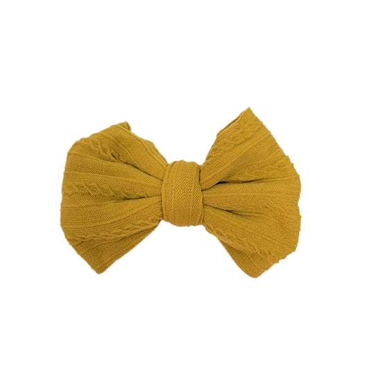Mustard Braid Knit Bow 3" (pair)