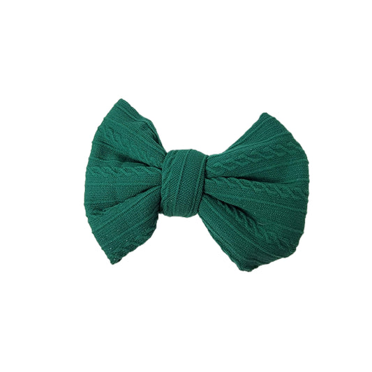 Emerald Green Braid Knit Bow 4"
