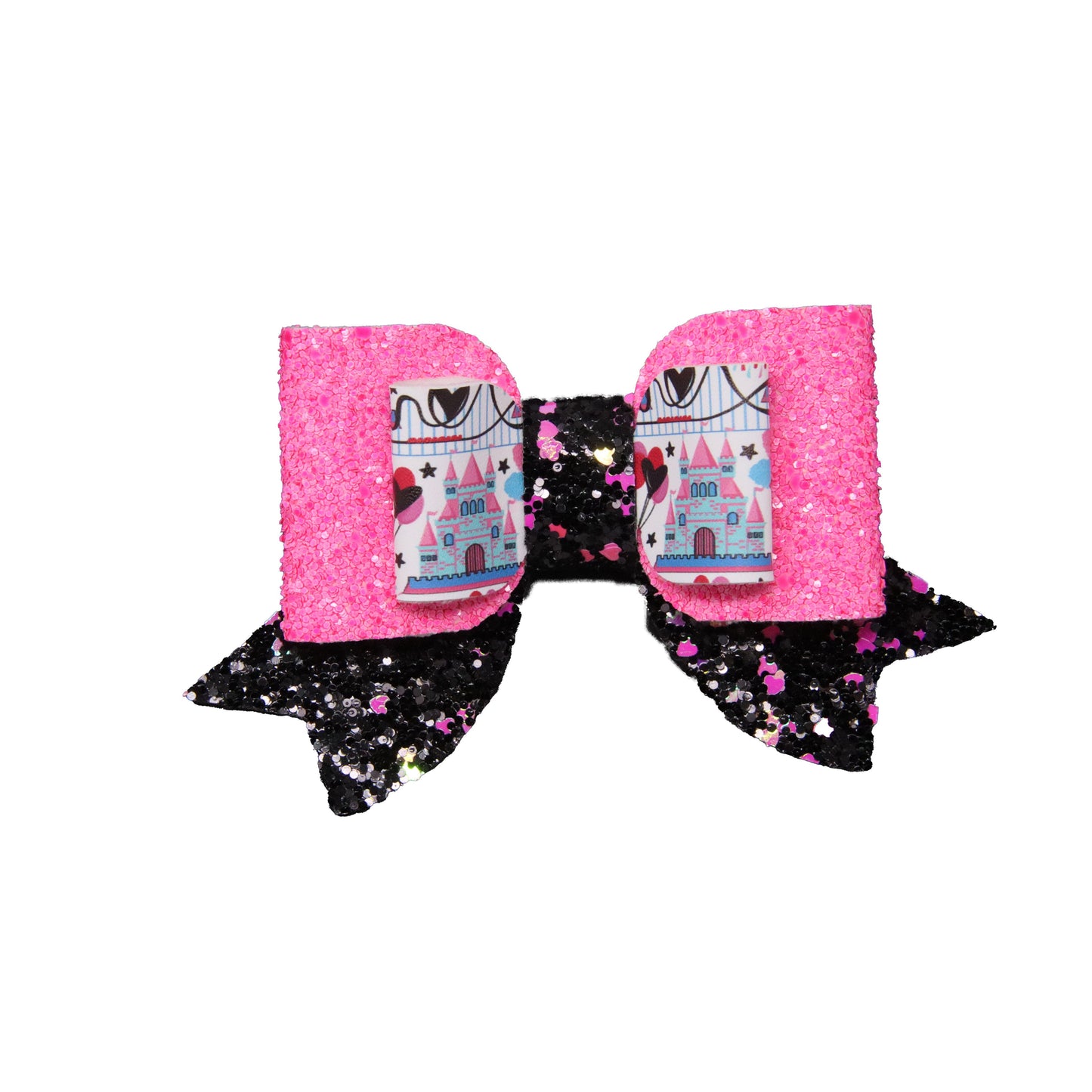 3.5 inch Pink & Black Theme Park Double Maggie Bow
