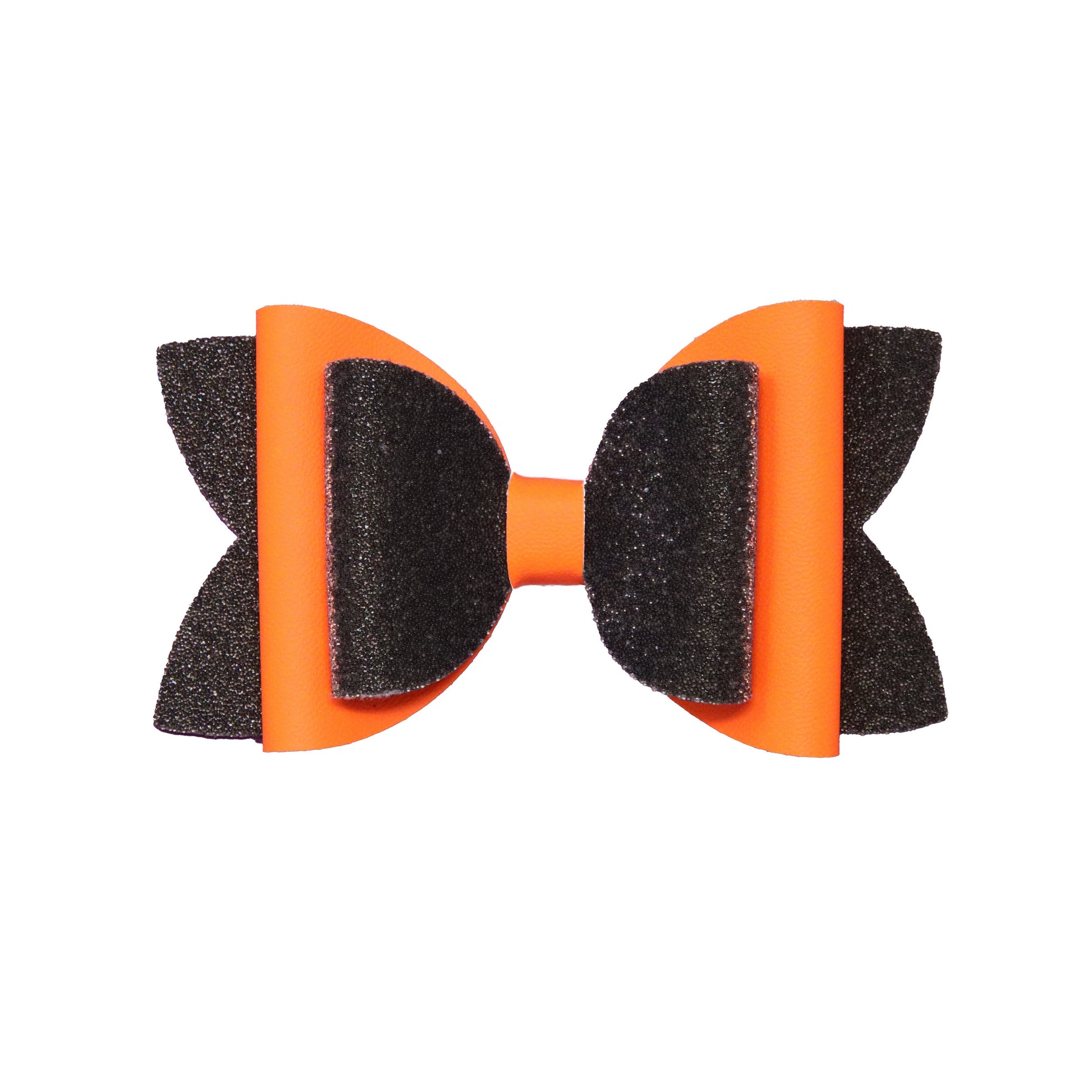 Neon Orange & Black Double Diva Bow 4"