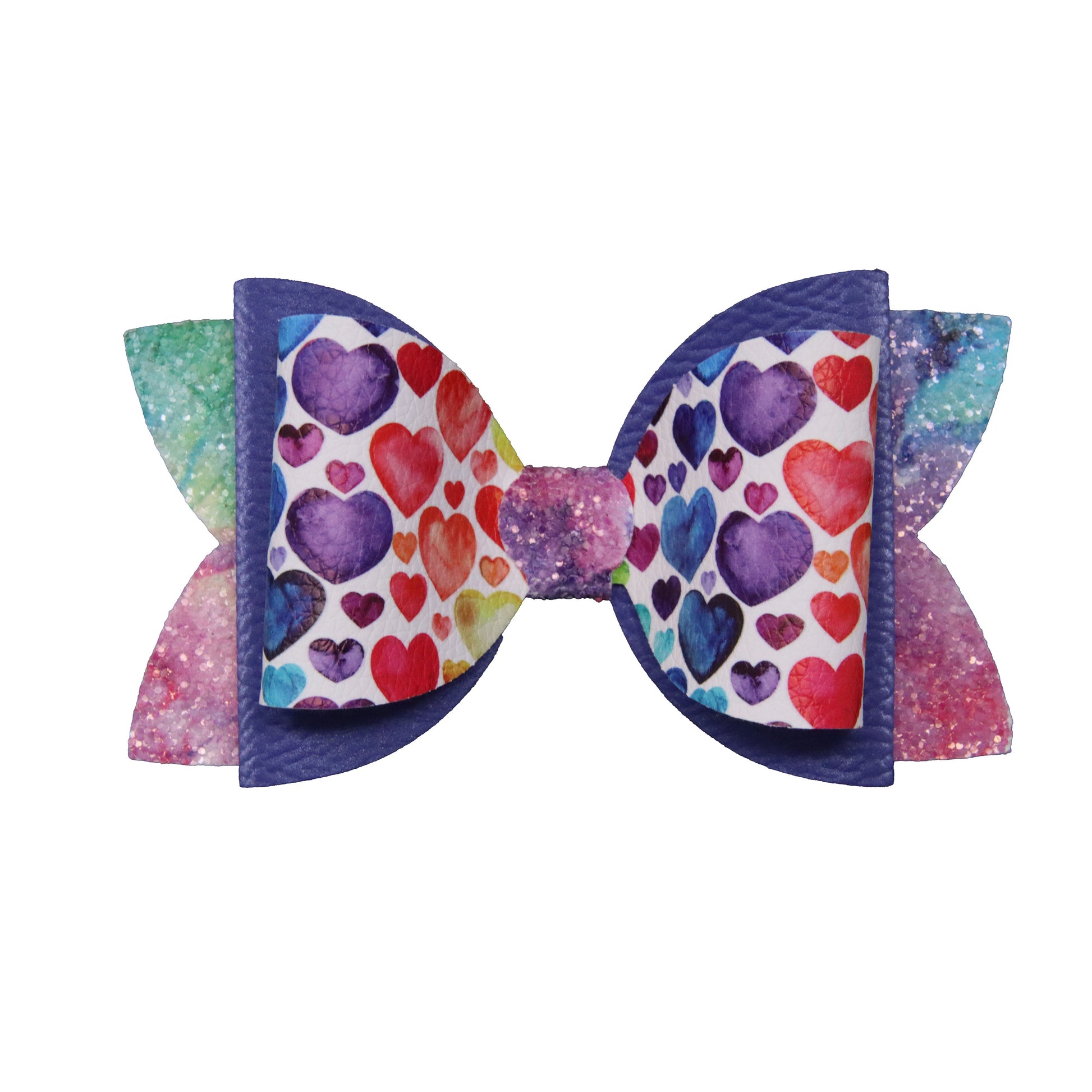 5 inch Colorful Hearts Double Diva Bow