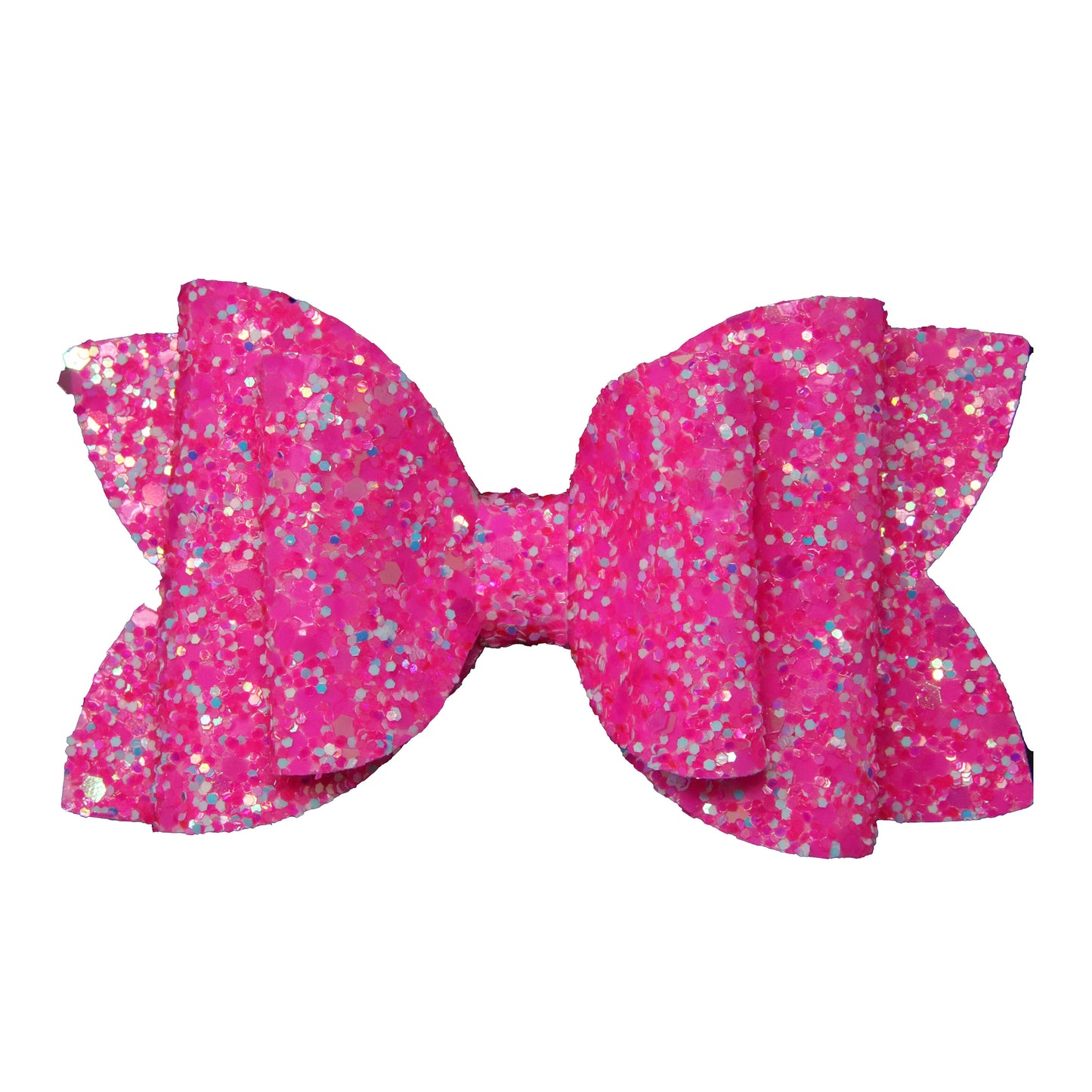 Neon Pink Glitter Double Diva Bow 4"