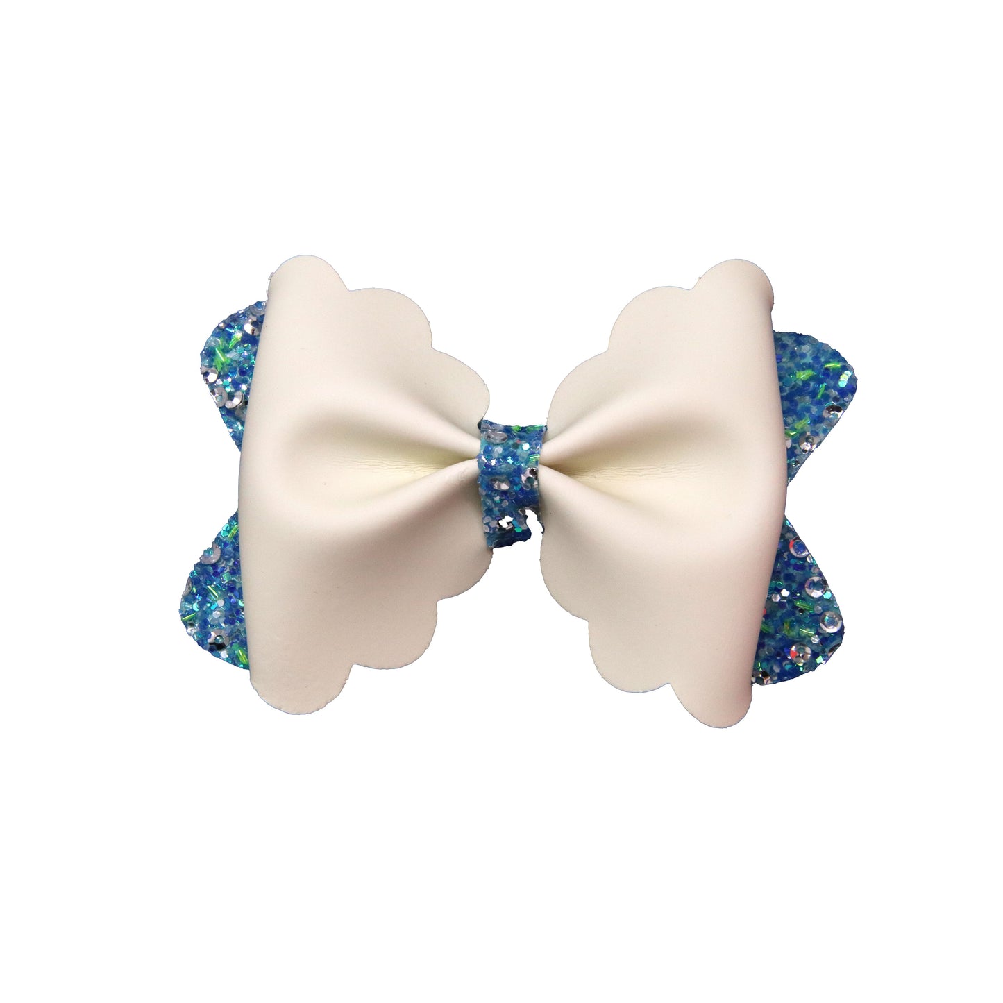 4 inch Blue Color-change Scalloped Pinch Bow