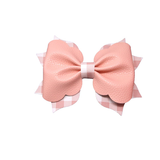 5.5 inch Pink on Pink Gingham Poppy Bow