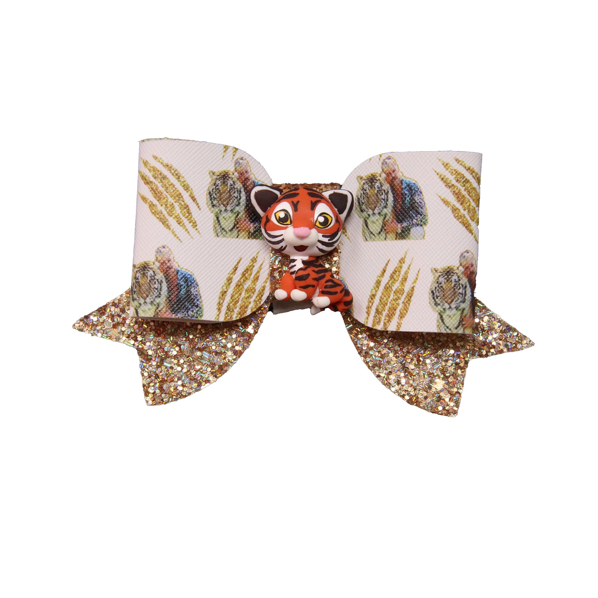 3.5 inch I Saw a Tiger Maggie Bow with Orange Tiger Clay