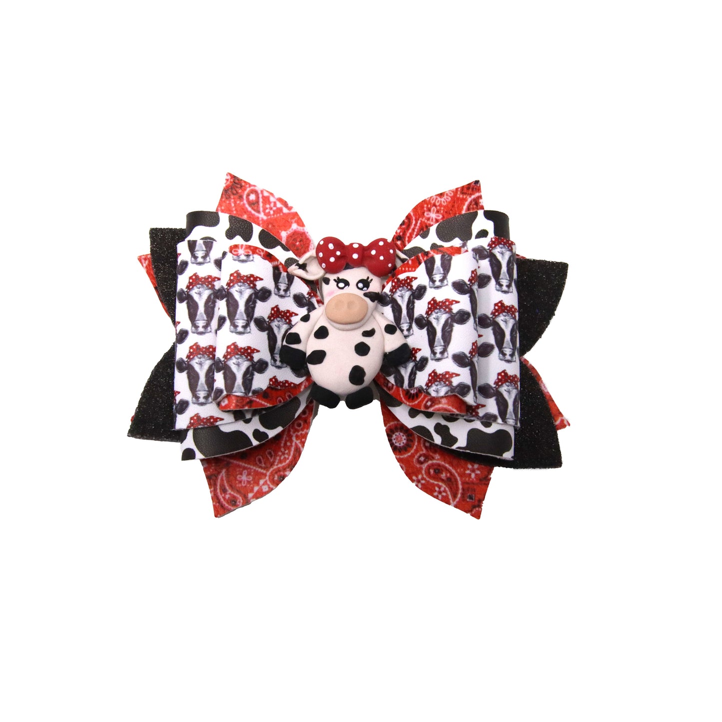 Bessie Dressed-up Double Diva Bow 5" with Bessie Clay