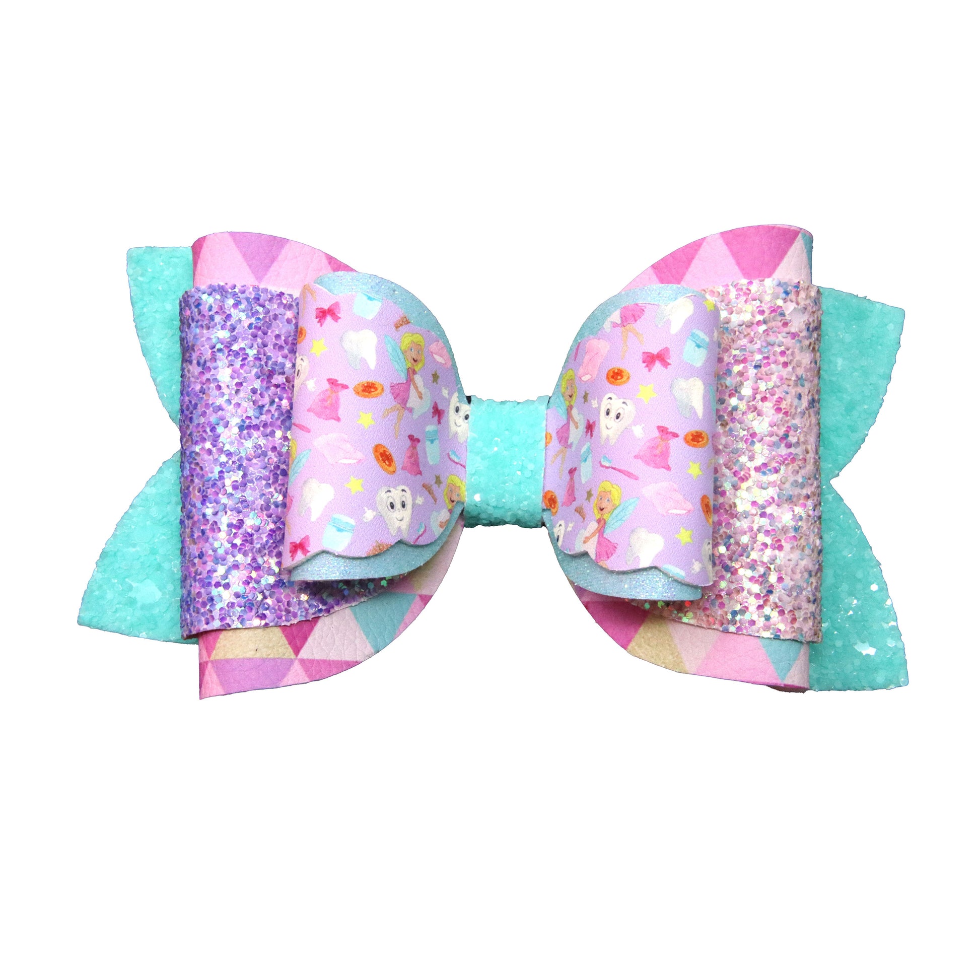 Tooth Fairy Dressed-up Double Diva Bow 5"