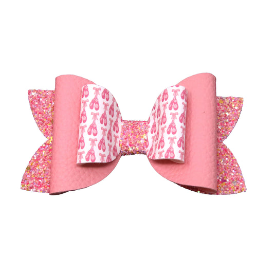 Pink Ballet Slippers Double Diva Bow 5"