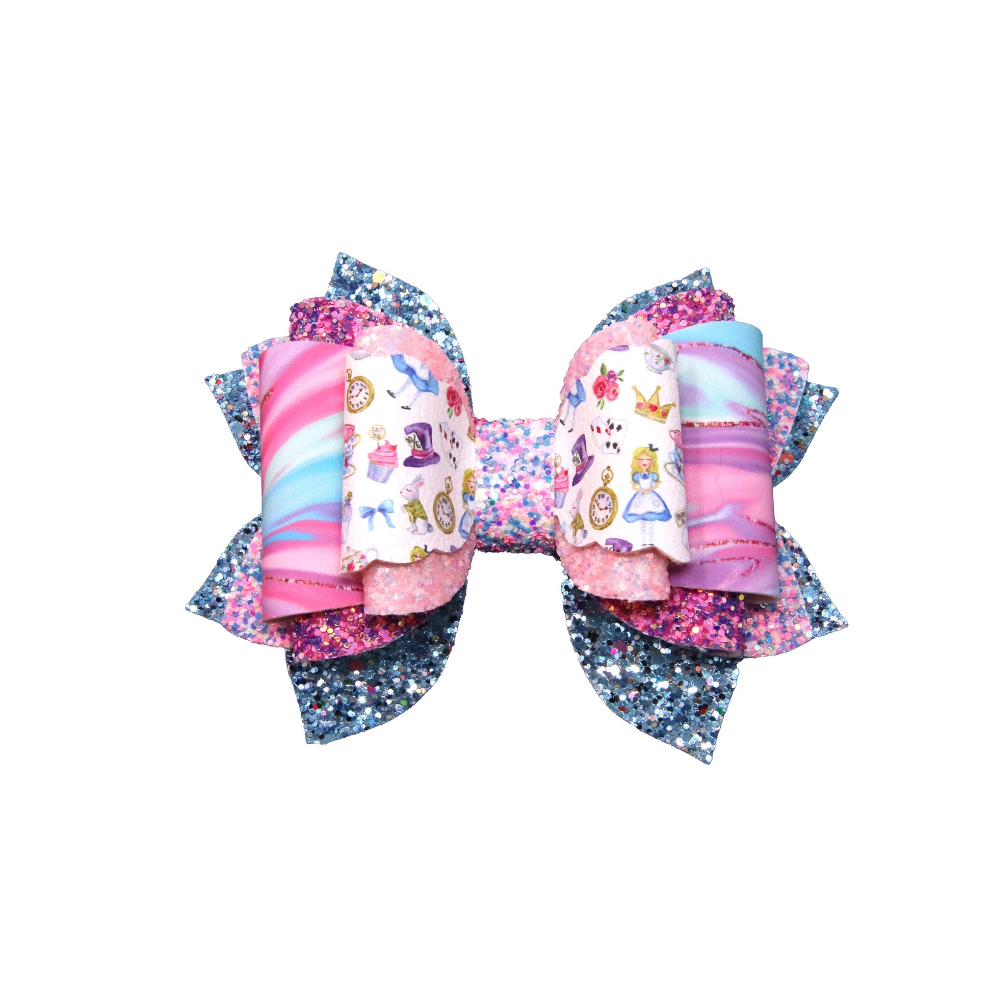 Alice & Teacup Double Dressed-up Exquisite Bow 5"