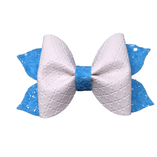 Blue & White Pixie Pinch Bow 3.5"