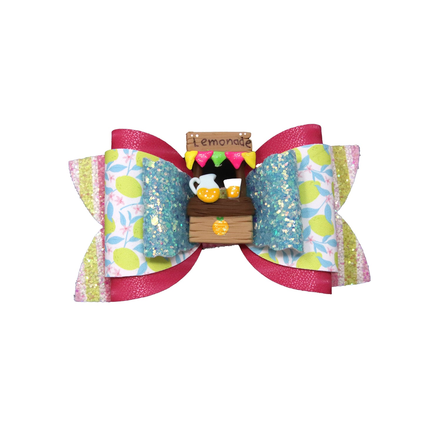 5" Lemonade Dressed-up Double Diva Bow 5" with Lemonade Stand Clay