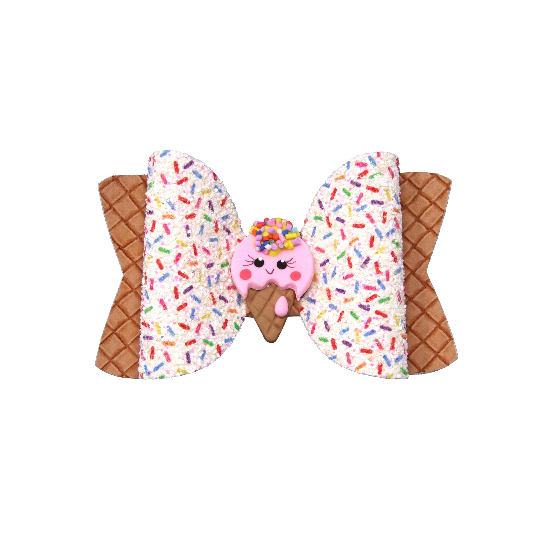 4.5 inch Sprinkles Chloe Bow with Sprinkles Ice Cream Cone Clay