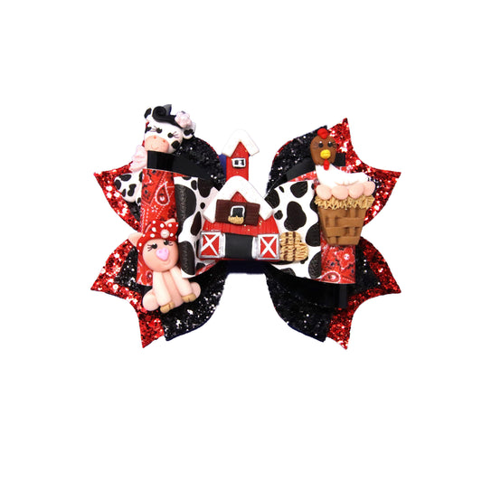 Farm Exquisite Bow with Barn & Farm Animals Clays 5.5"