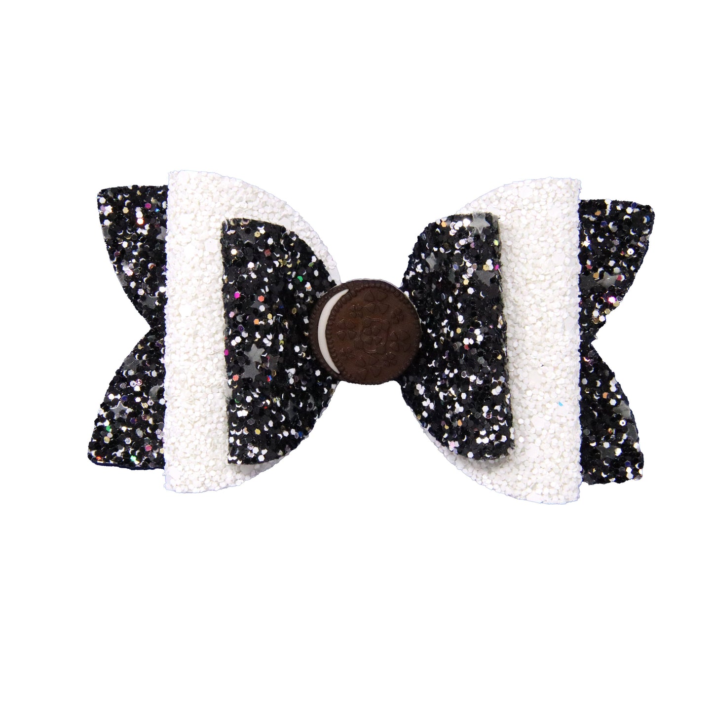 4 inch Oreo Double Diva Bow with Oreo Cookie Clay