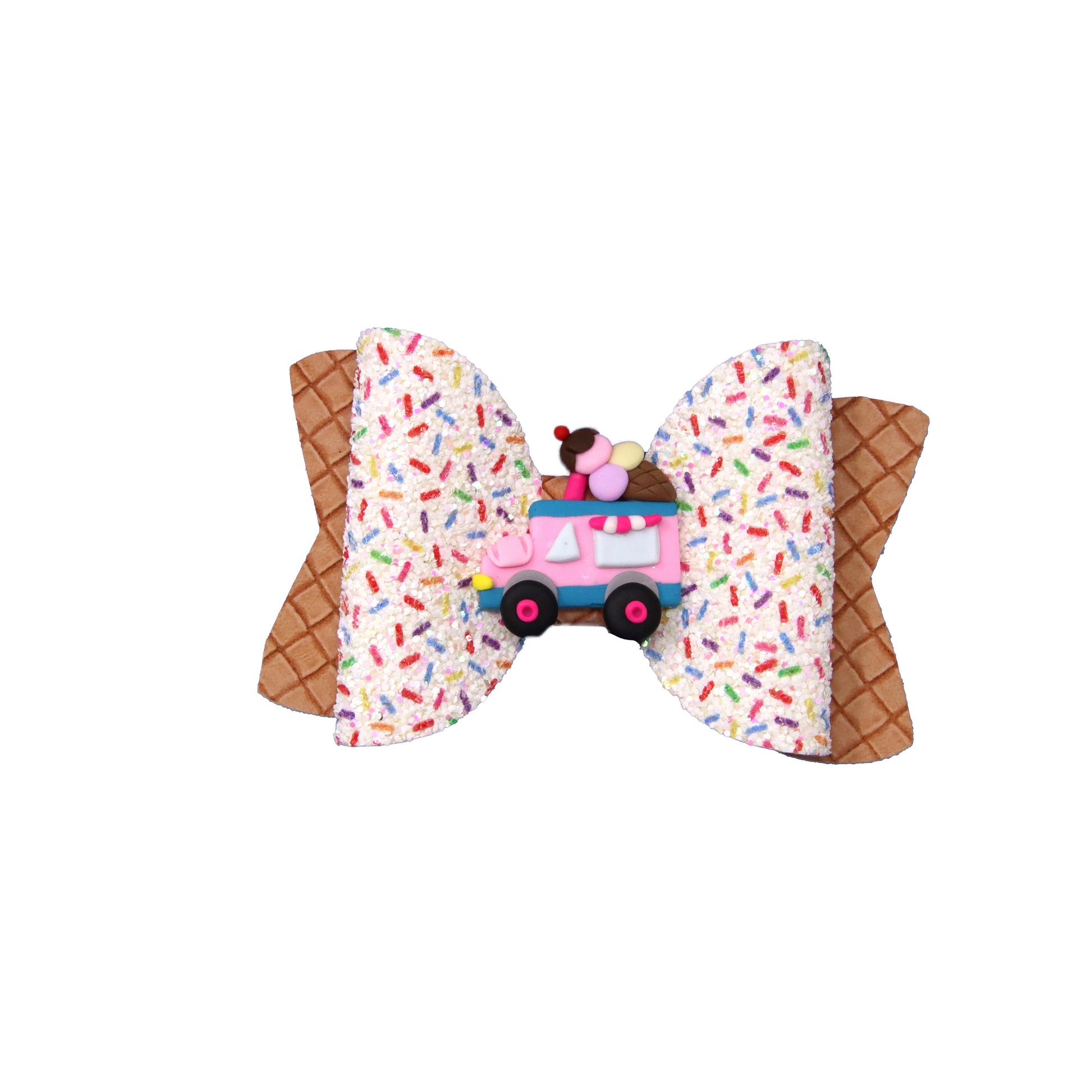 4.5 inch Sprinkle Chloe Bow with Ice Cream Truck Clay