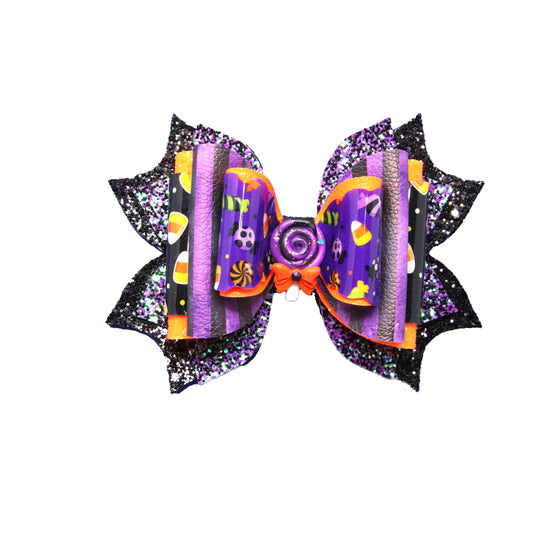 5.5 inch Halloween Candy Exquisite Bow with Lollipop Clay