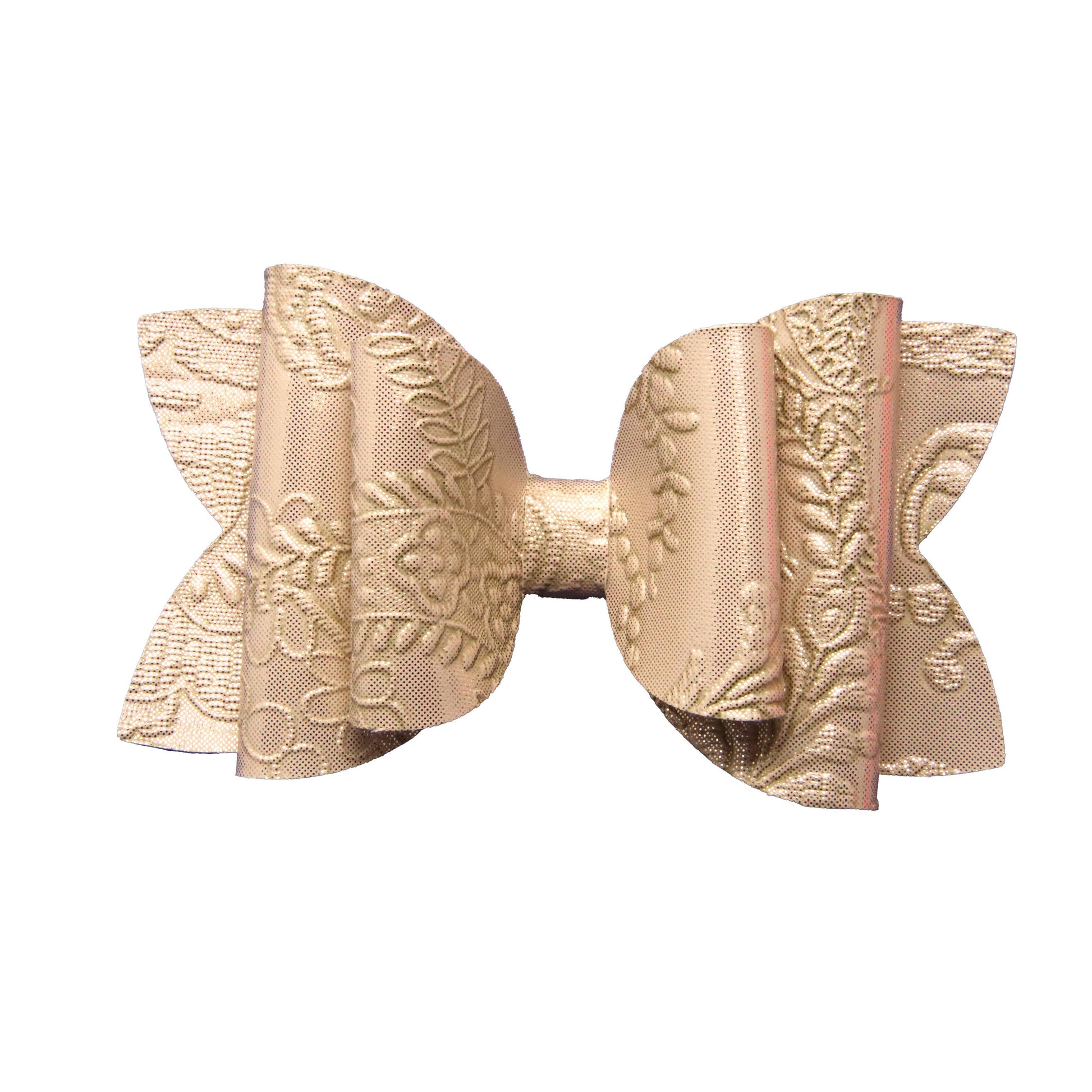 4 inch Gold Lace Embossed Double Diva Bow