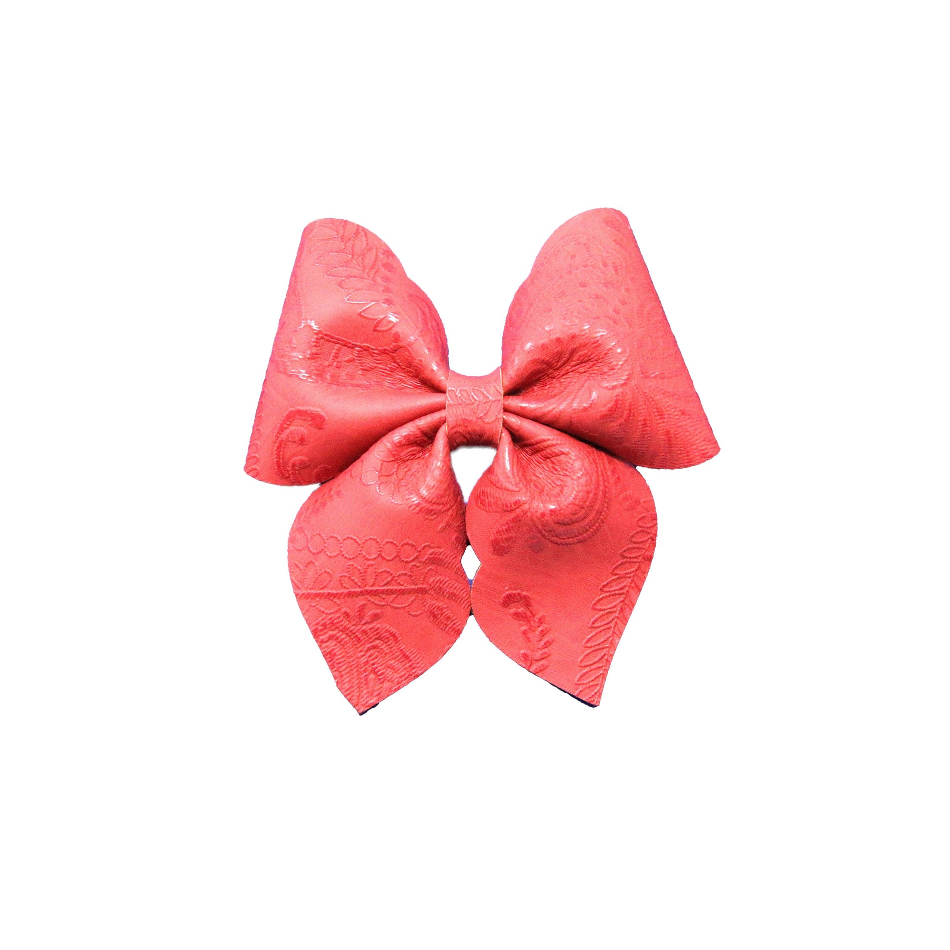 4 inch Red Lace Embossed Siren Bow