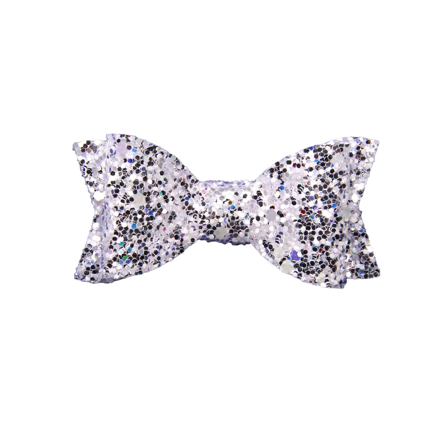 2.5 inch White & Silver Glitter Claire Bow (pair)