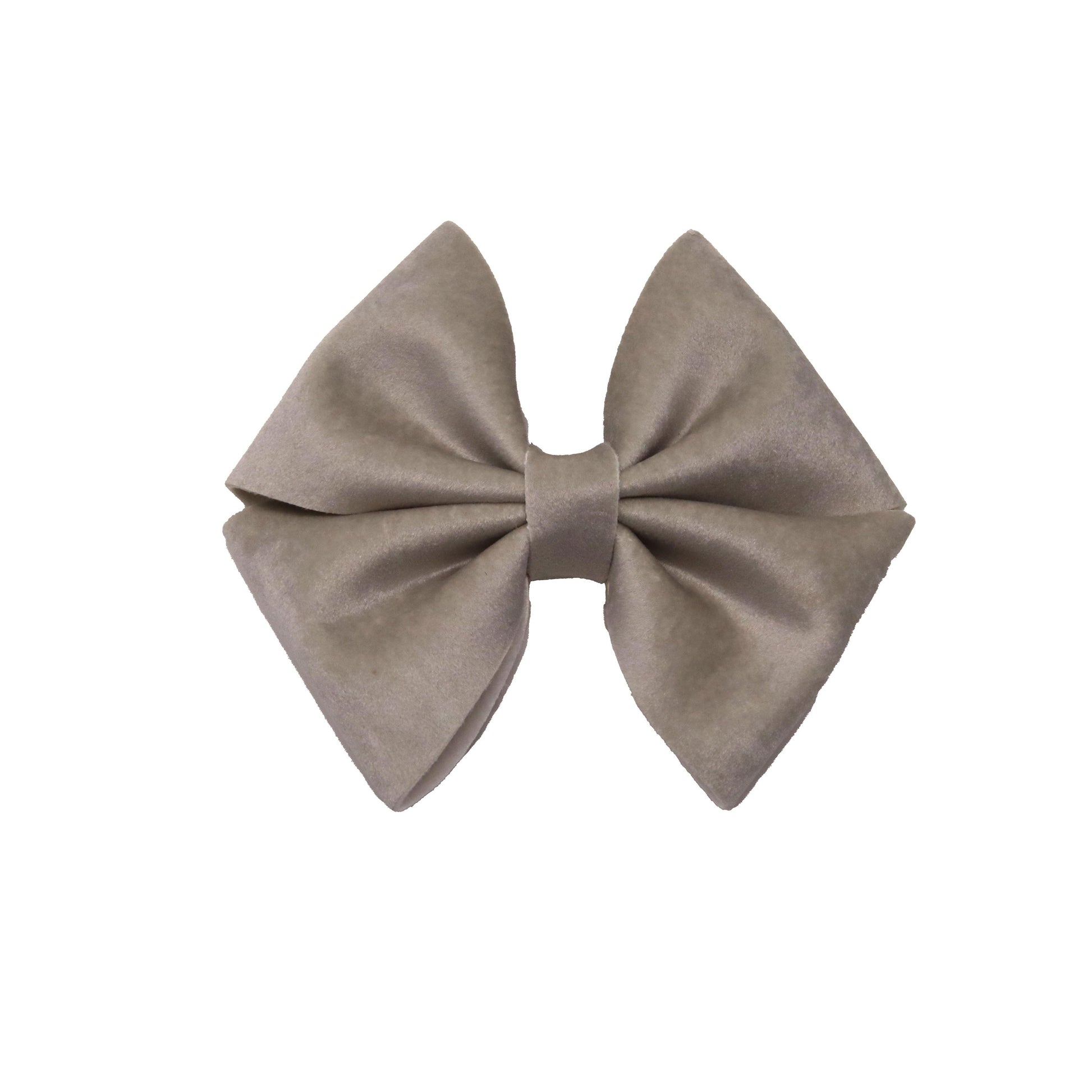 4 inch Polar Grey Velvet Fluffy Petal Pinch Bow
