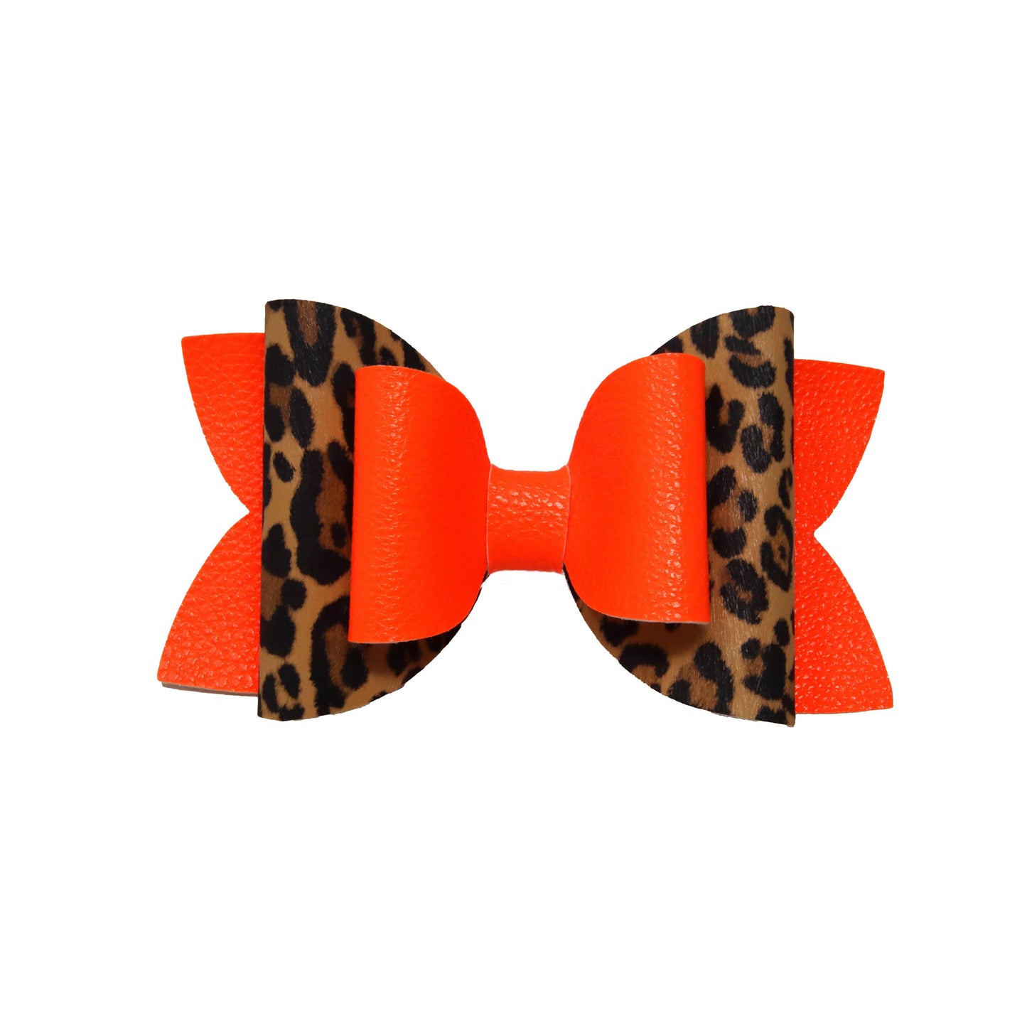 5 inch Leopard & Orange Litchir Double Diva Bow