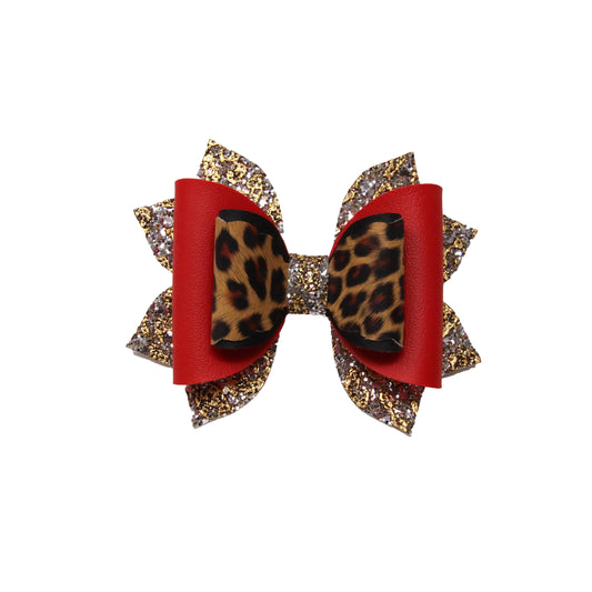 5 inch Leopard Print Double Dressed-up Elegant Bow