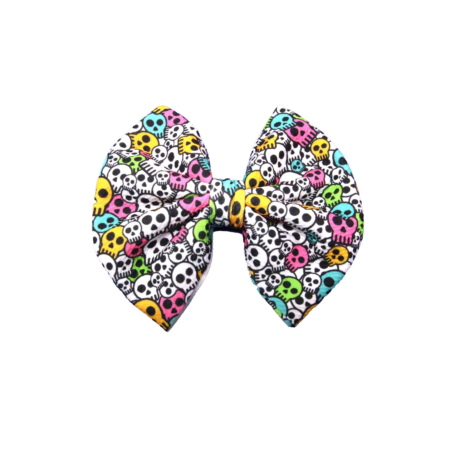7", Bow, Hair Bow, Colorful Skulls, Fabric Bow, New Product - 04OCT2020