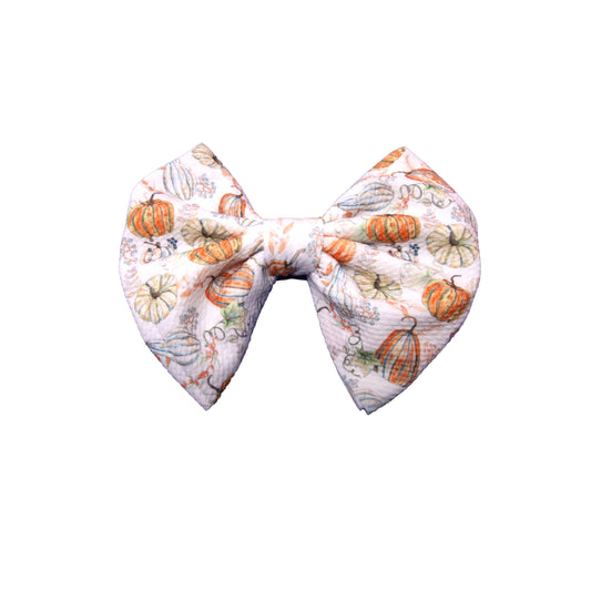 7", Bow, Hair Bow, Gourdeous Pumpkins, Fabric Bow, New Product - 04OCT2020