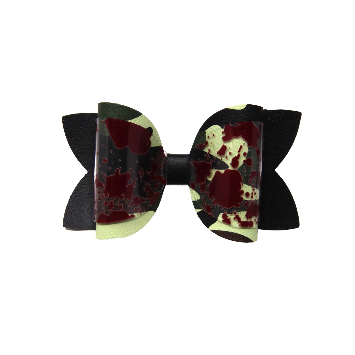 4 inch Camo & Black Dressed-up Diva Bow with Blood Spatter