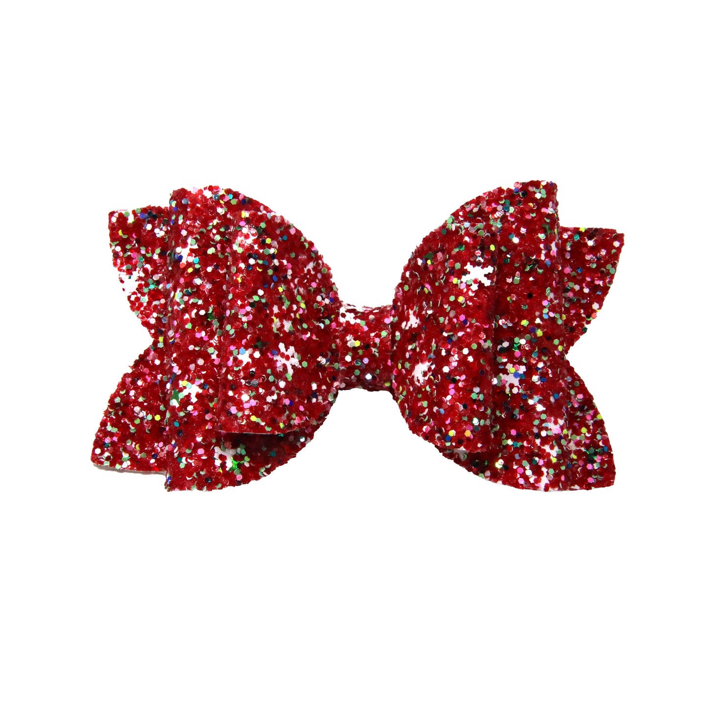 4 inch Red Snowflake Glitter Double Diva Bow