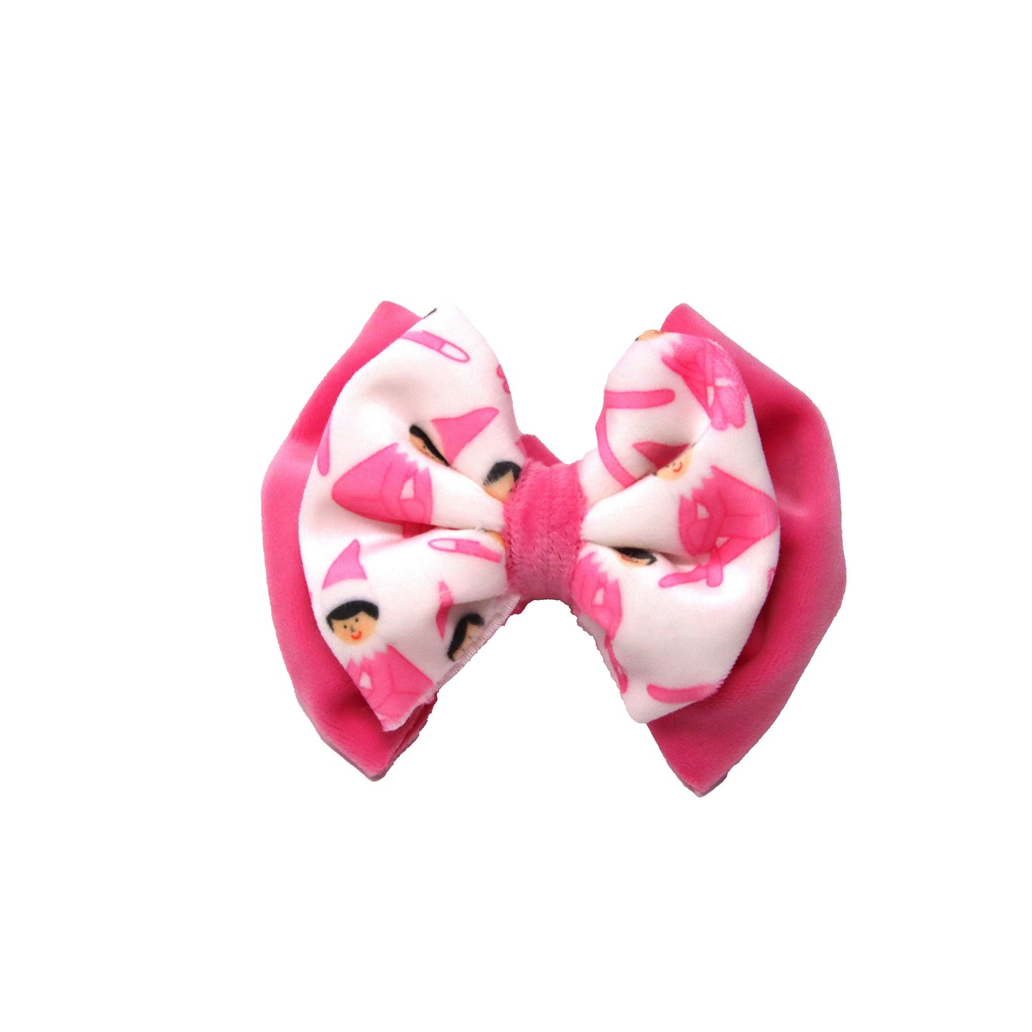 Pink Elves Double Stacked Velvet Pinch Bow 4"