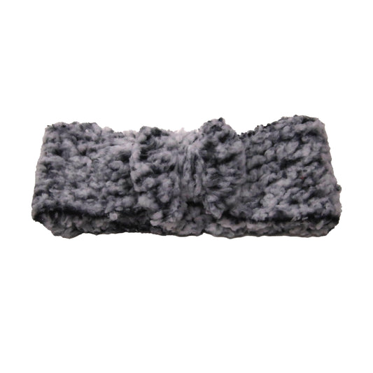 Black & White Speckled Sherpa Fabric Bow Headwrap