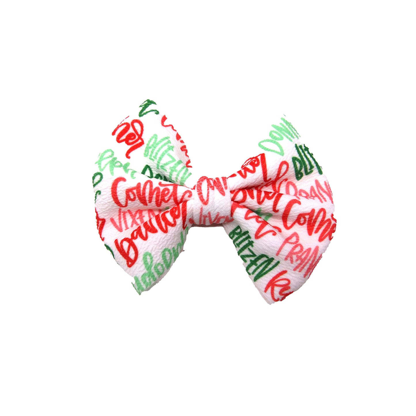 7 inch Reindeer Names Fabric Bow
