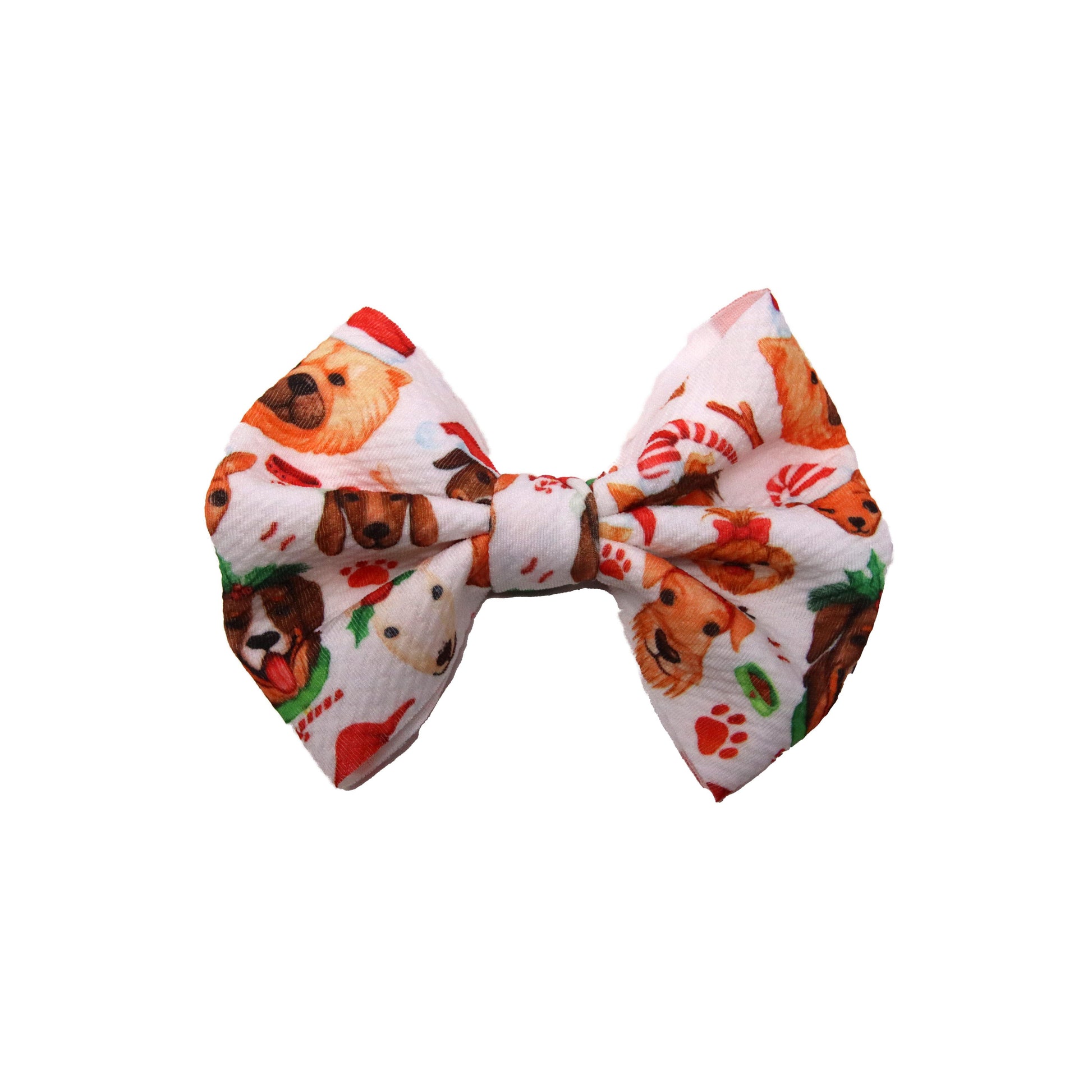 5 inch Christmas Dogs Fabric Bow