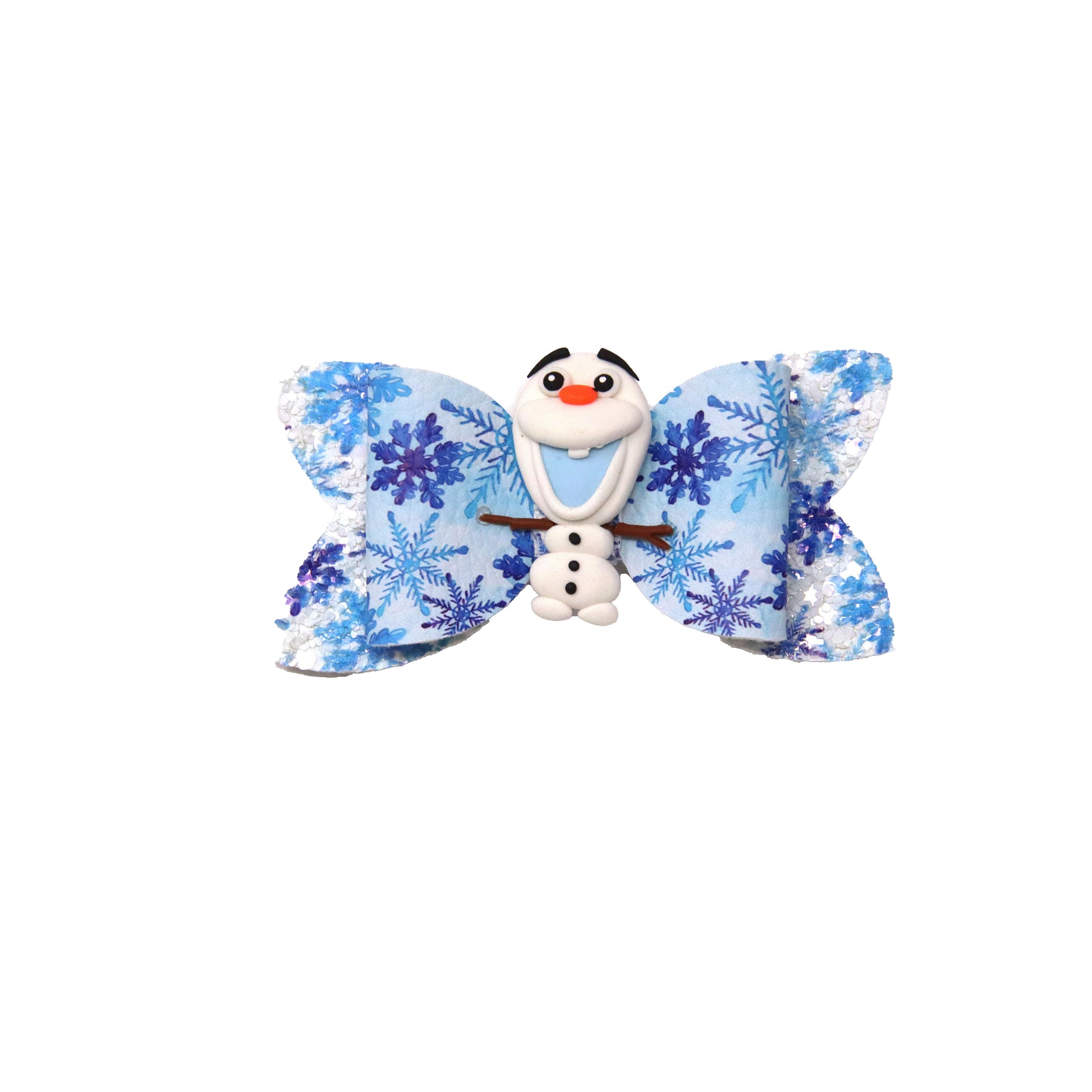 Snowflakes Diva Bow 3" with Snowman Clay