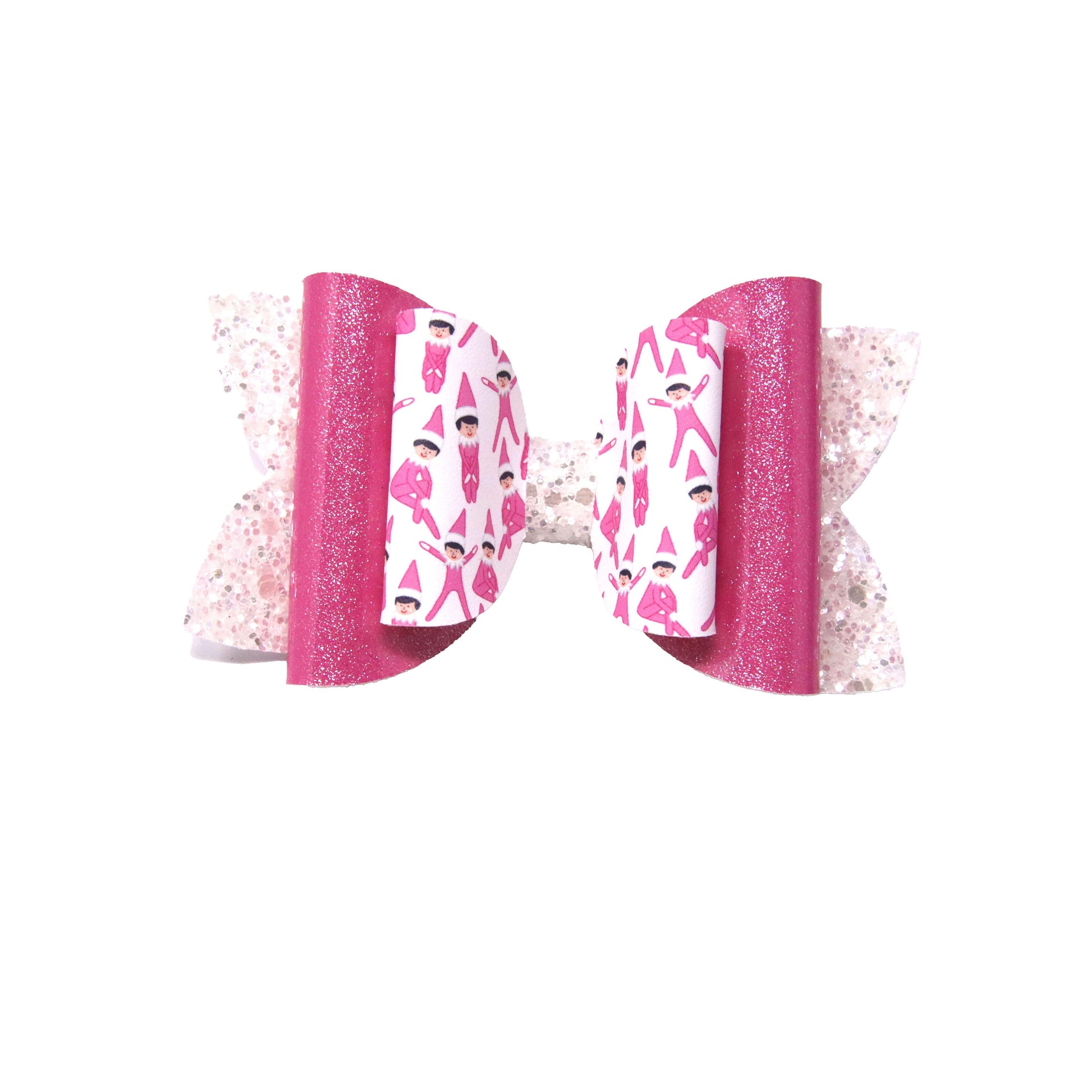 4 inch Pink Elves Double Diva Bow