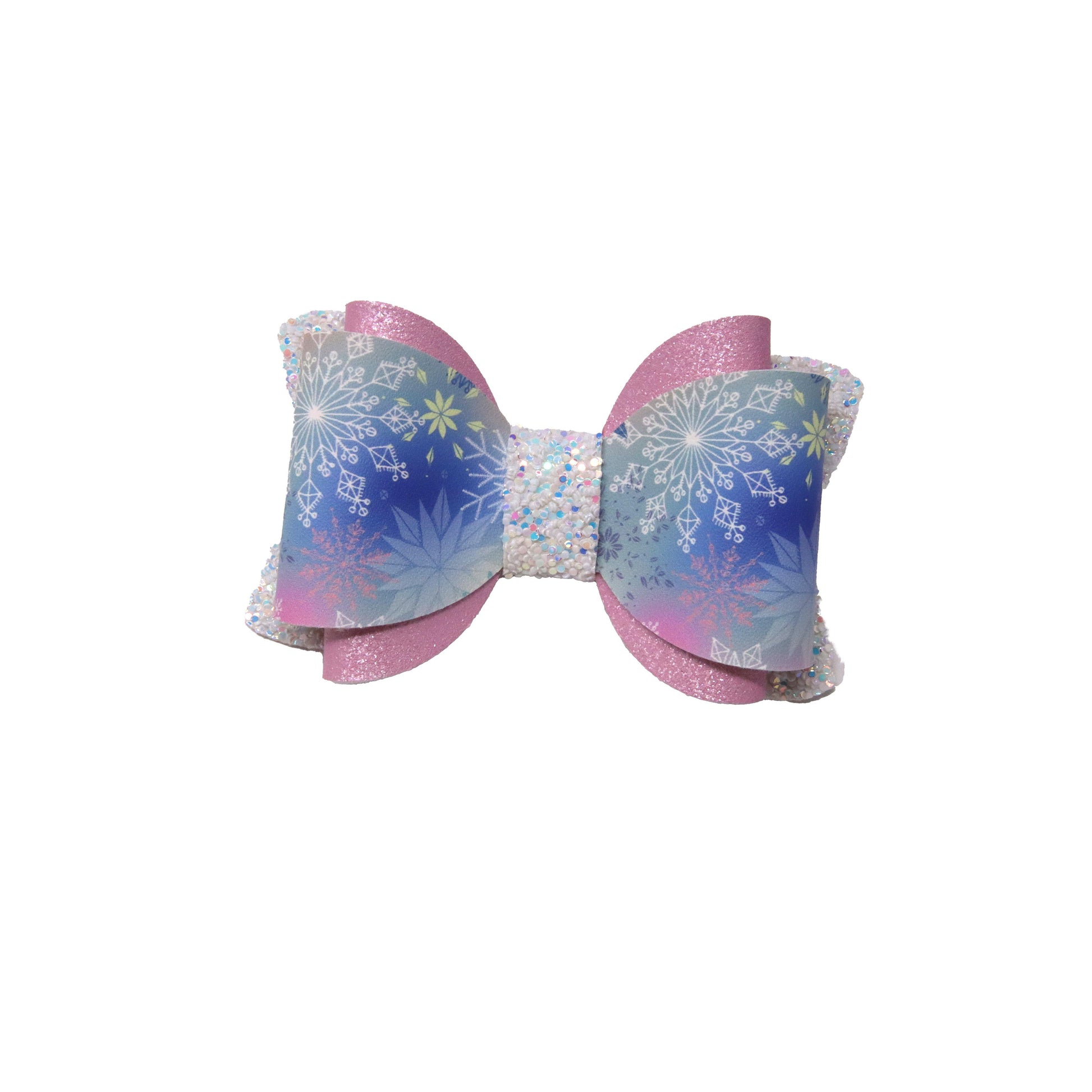 Pastel Snowflakes Dressed-up Chloe Bow 3.5"